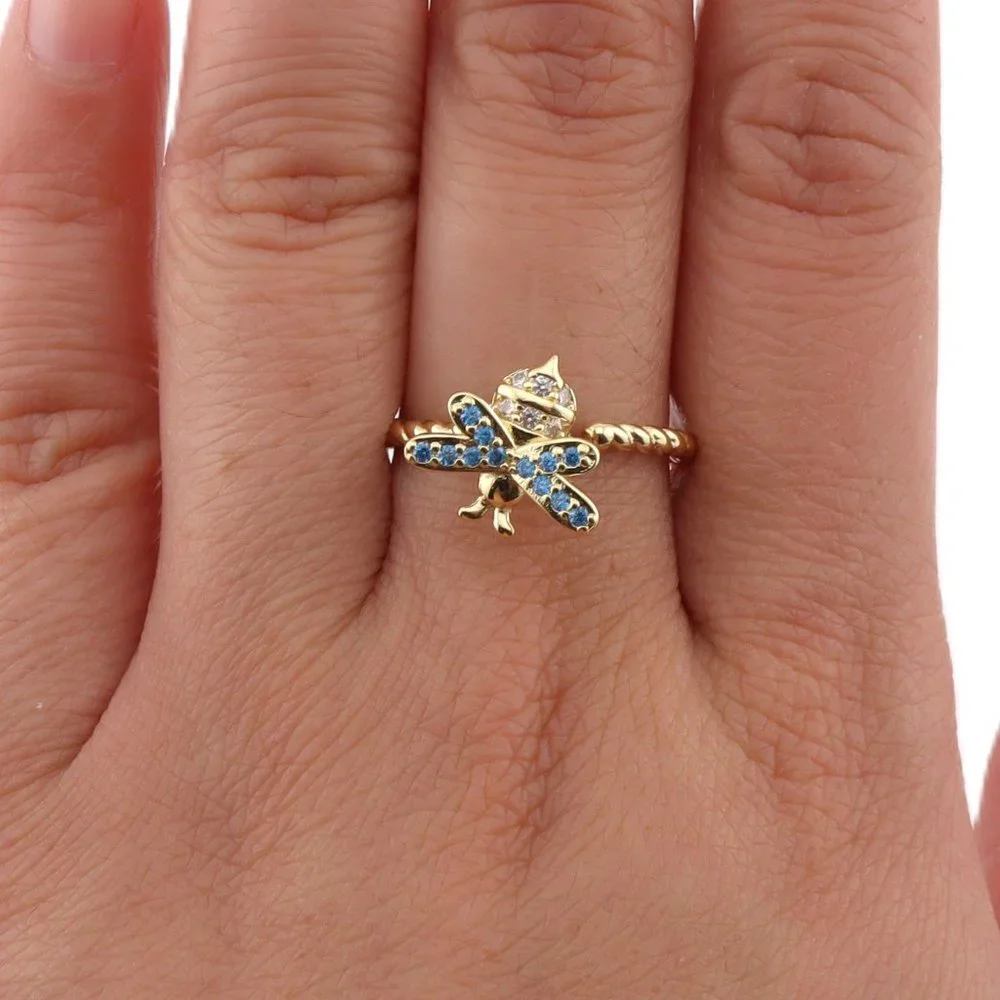 Discover Serenity in Style Women's 14k Gold Plated Bee Fidget Ring Twisted Band*